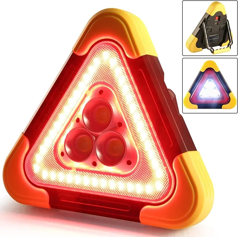 Triangle Emergency Warning Light With COB LED And Power Bank