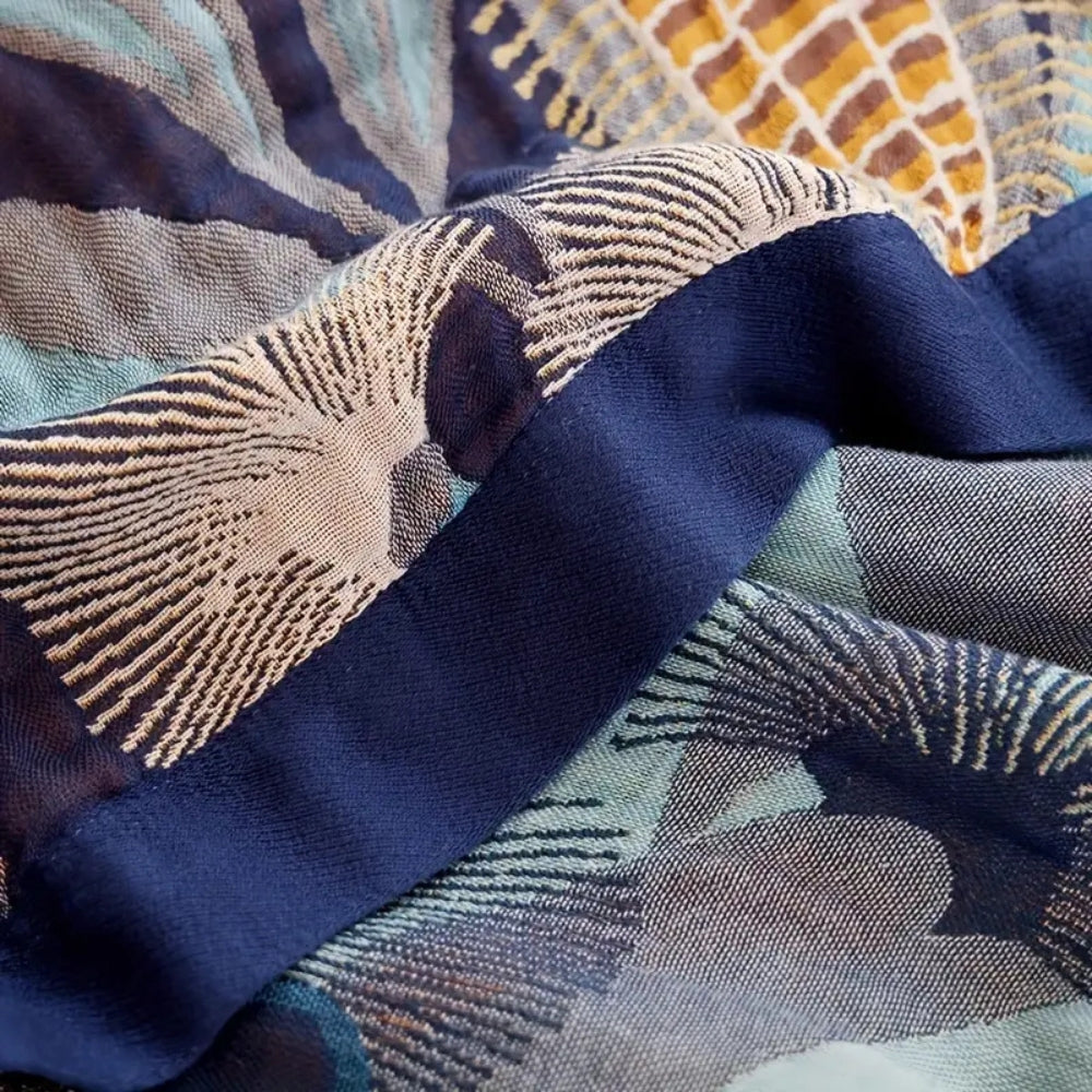 Tropical Haven Palm Design Jacquard Throw For Cozy Year Round Comfort