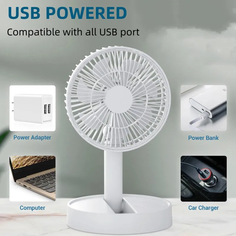USB Table Fan With Four-Speed Settings For Indoor And Outdoor Comfort
