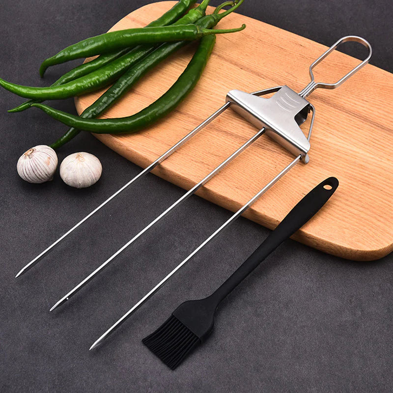 Ultimate Grill Skewers Stainless Steel Kebabs With Triple Prong Design