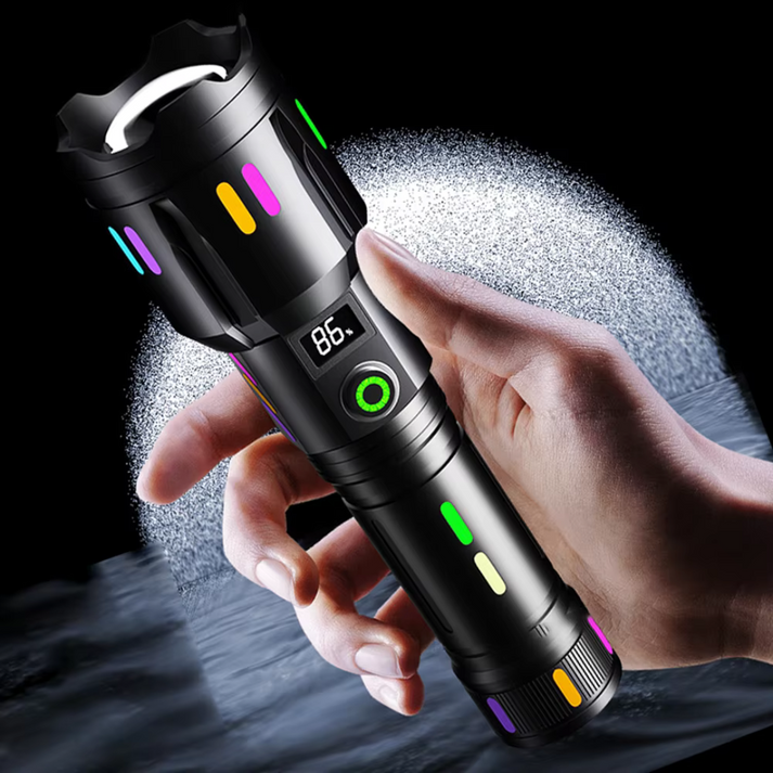 Ultimate LED Flashlight: 9000 Lumens Rechargeable With Zoom Feature, Durable Design