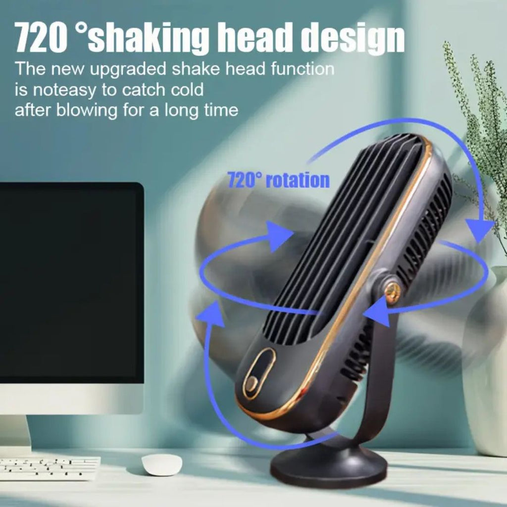 USB Desk Fan With Rechargeable Battery For Quiet, Compact Cooling