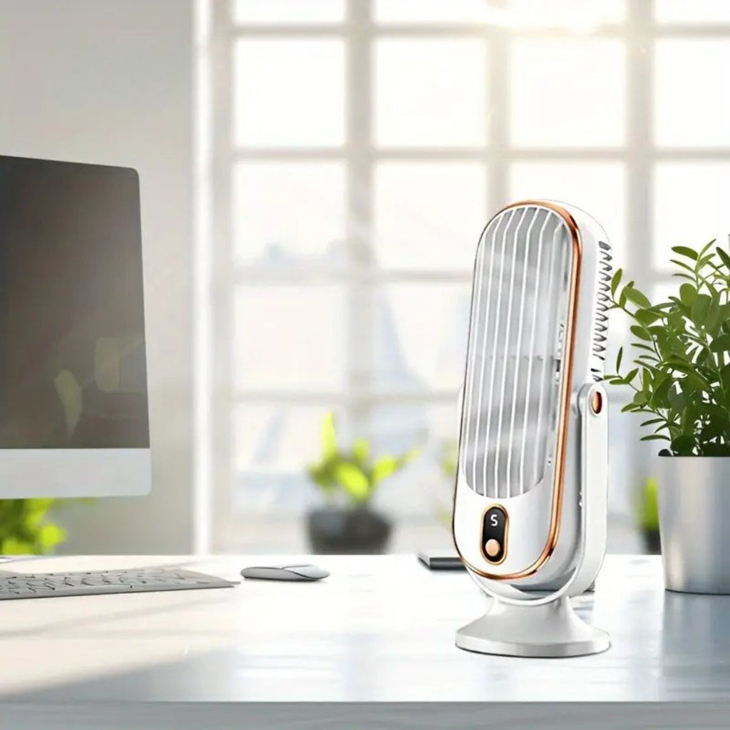 USB Desk Fan With Rechargeable Battery For Quiet, Compact Cooling
