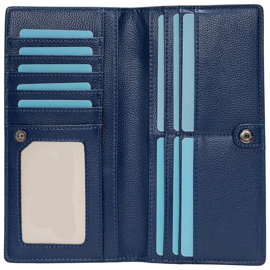Slim Leather Wallet Featuring RFID Blocking To Secure Storage