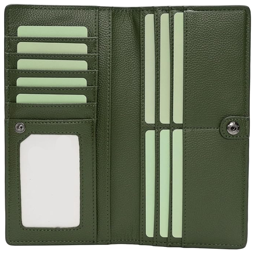 Slim Leather Wallet Featuring RFID Blocking To Secure Storage