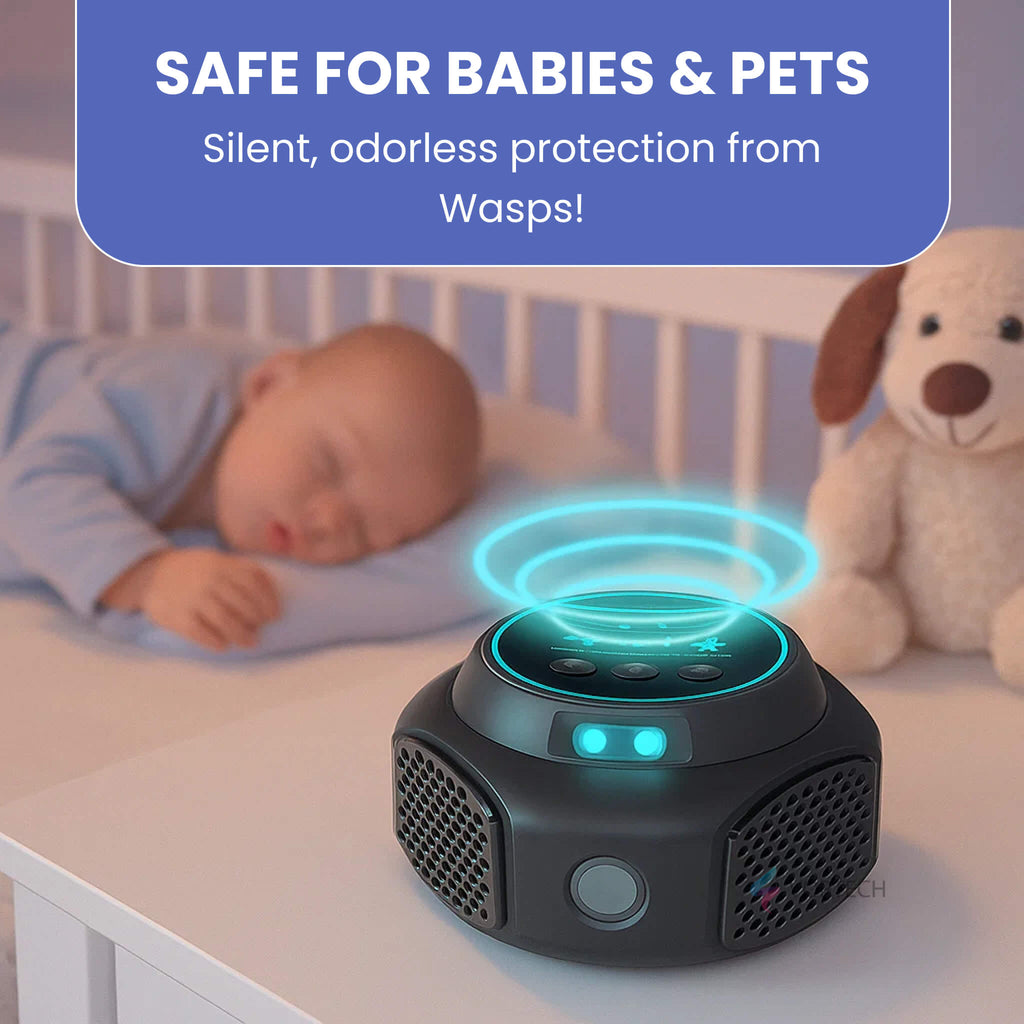 QGuard Ultrasonic Wasp And Hornet Control For Outdoor Areas With 3200 Square Feet Coverage