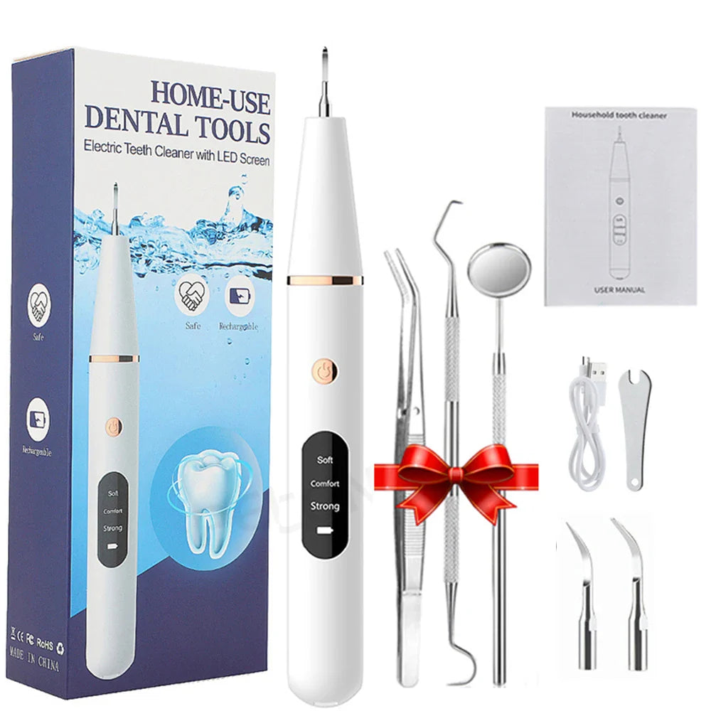 Rechargeable Ultrasonic Teeth Cleaner With Ergonomic Handle For Home Oral Care