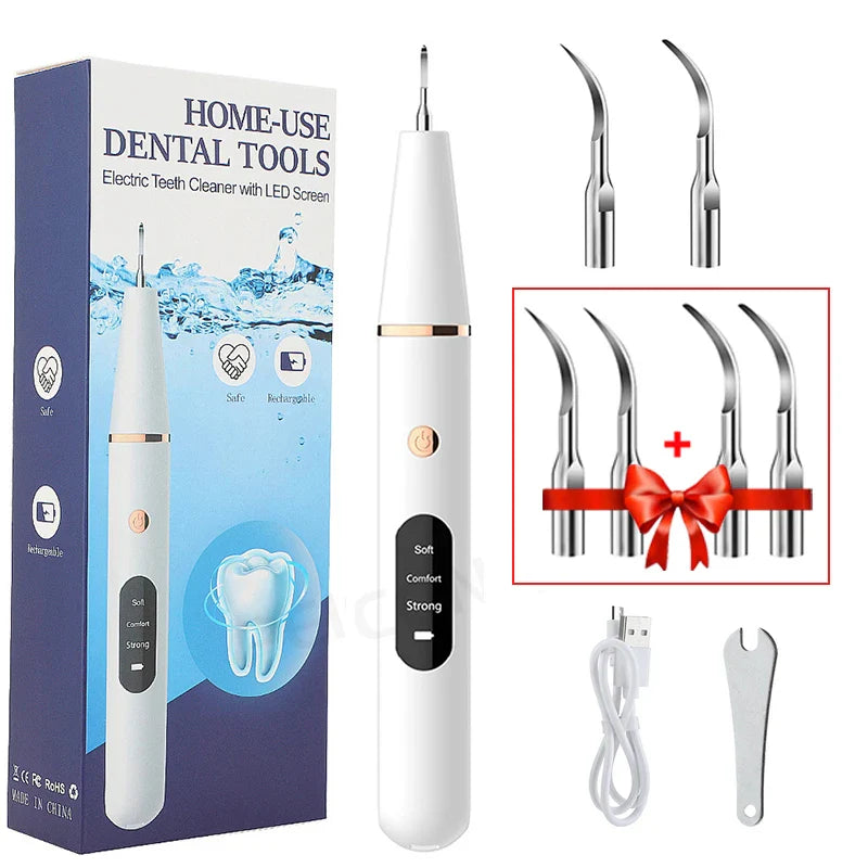 Rechargeable Ultrasonic Teeth Cleaner With Ergonomic Handle For Home Oral Care