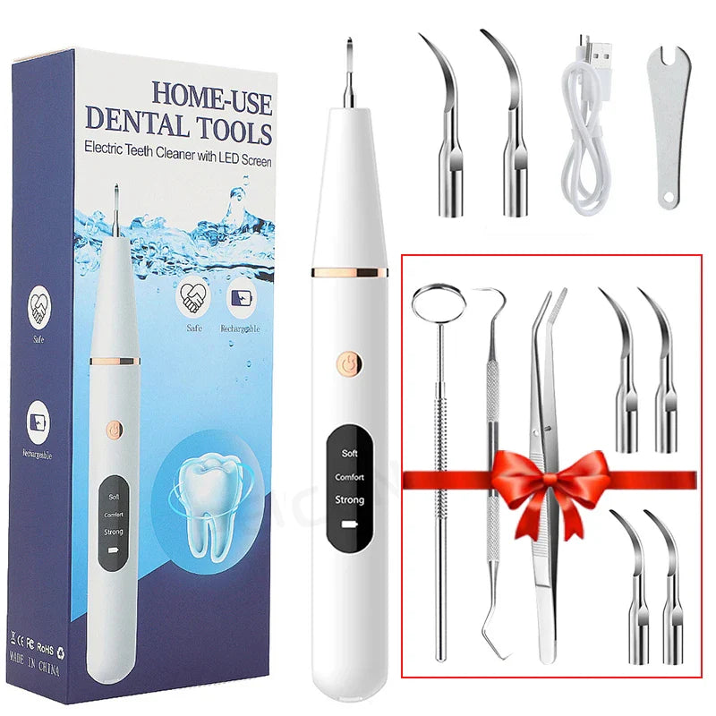 Rechargeable Ultrasonic Teeth Cleaner With Ergonomic Handle For Home Oral Care