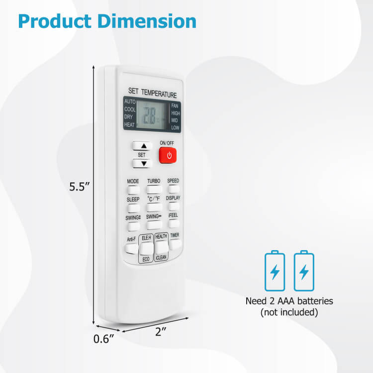 Universal Air Conditioner Remote With Digital Display And 4 Climate Modes