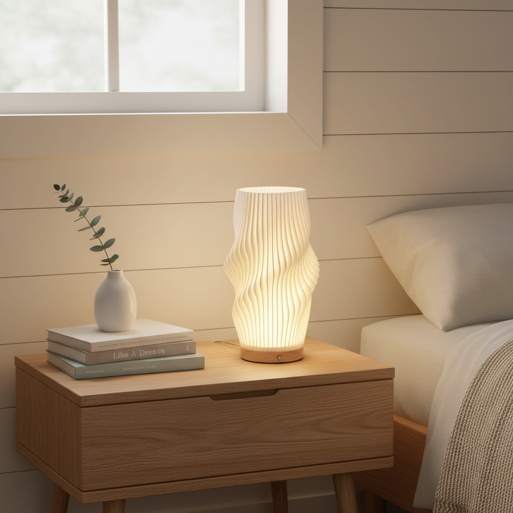Velo LED Desk Lamp With Sculpted Form And Warm Ambient Glow