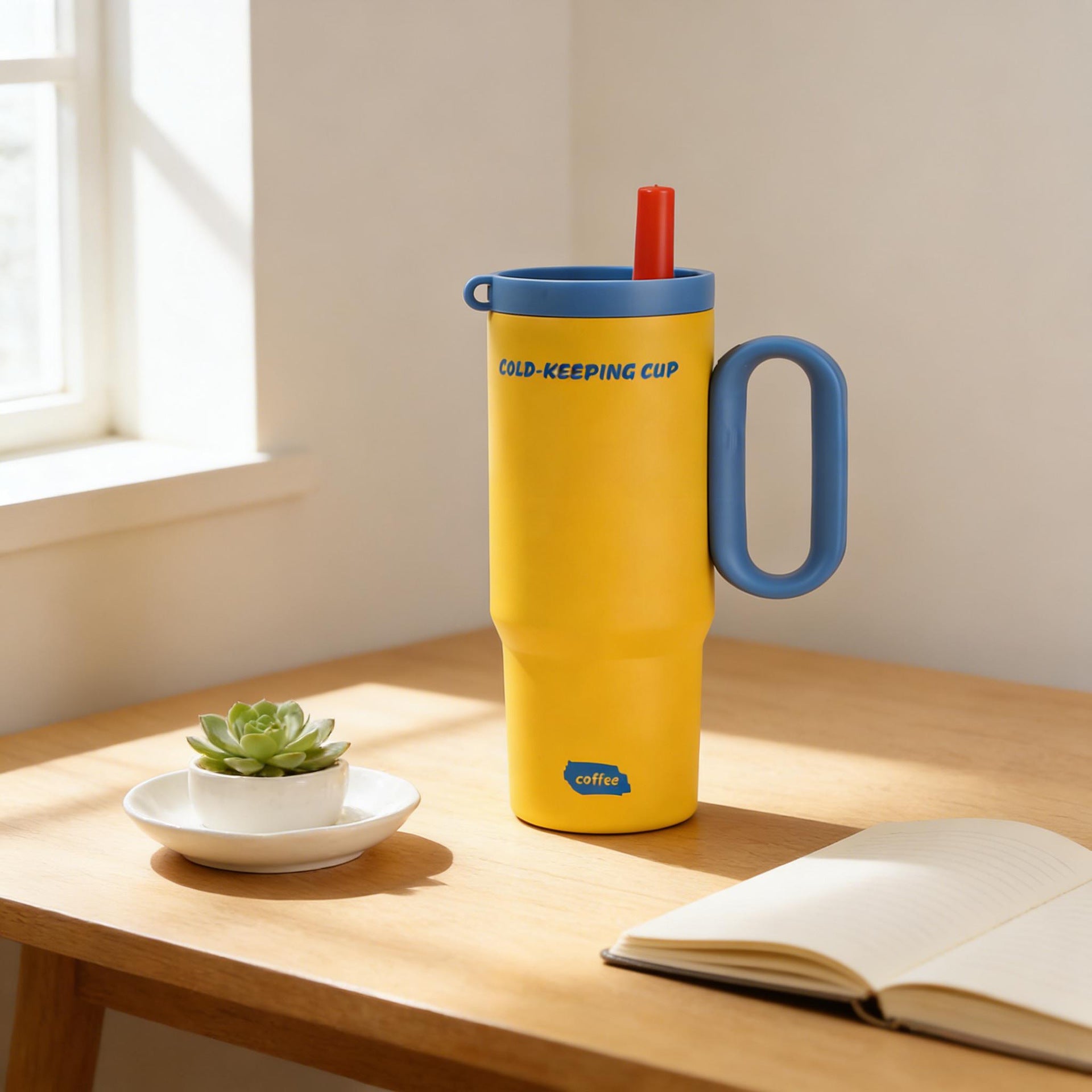 Gender-Neutral Mug With Built-In Straw For Cold Drinks