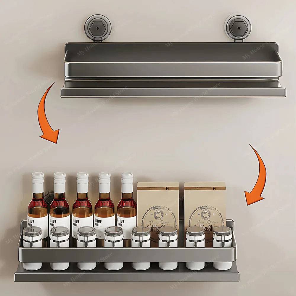 Vera Wall Mounted Spice Rack With Adjustable Suction Cups For Easy Kitchen Organization
