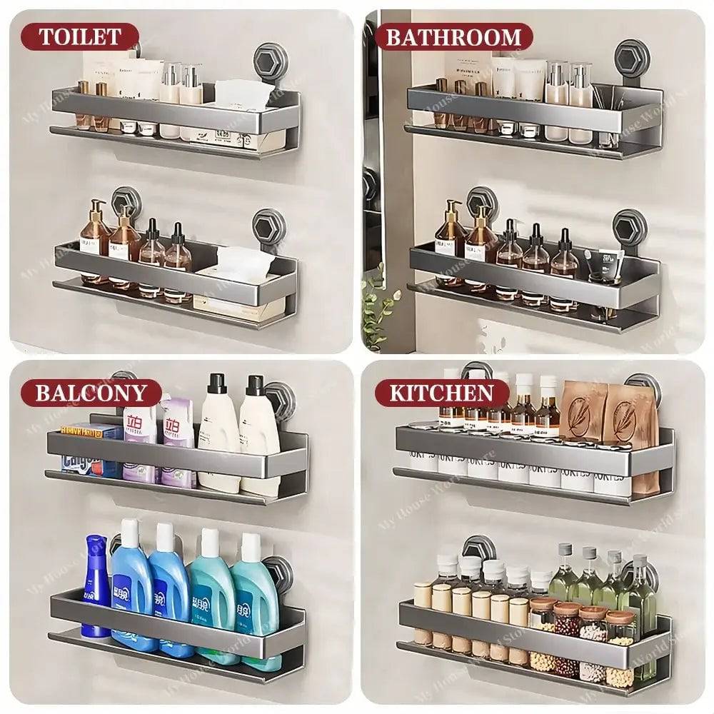 Vera Wall Mounted Spice Rack With Adjustable Suction Cups For Easy Kitchen Organization