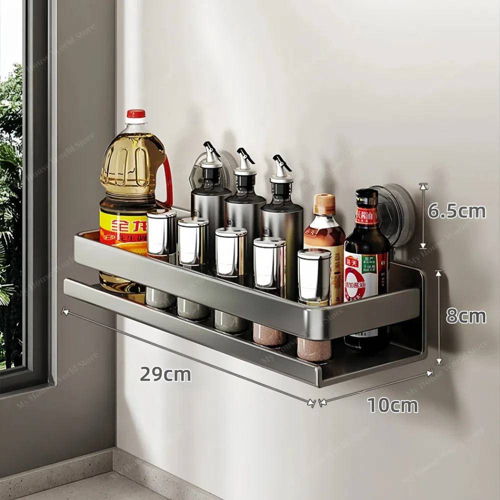 Vera Wall Mounted Spice Rack With Adjustable Suction Cups For Easy Kitchen Organization
