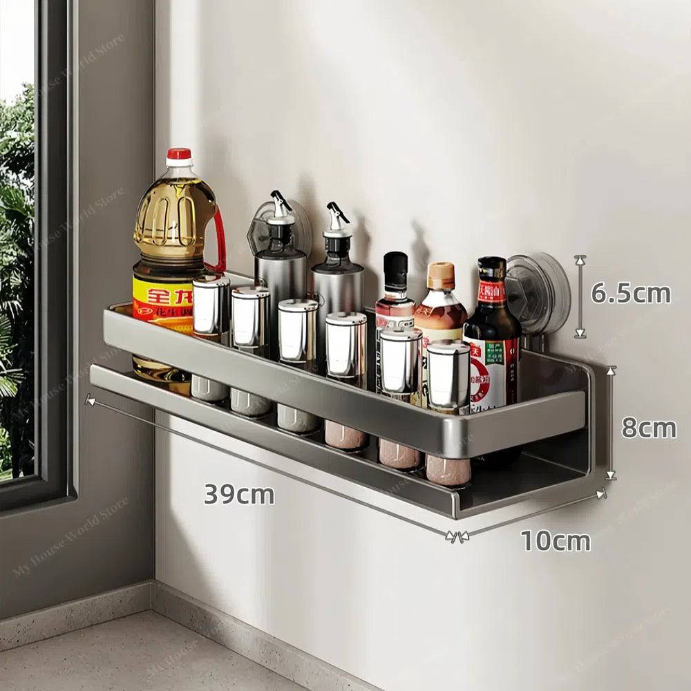 Vera Wall Mounted Spice Rack With Adjustable Suction Cups For Easy Kitchen Organization