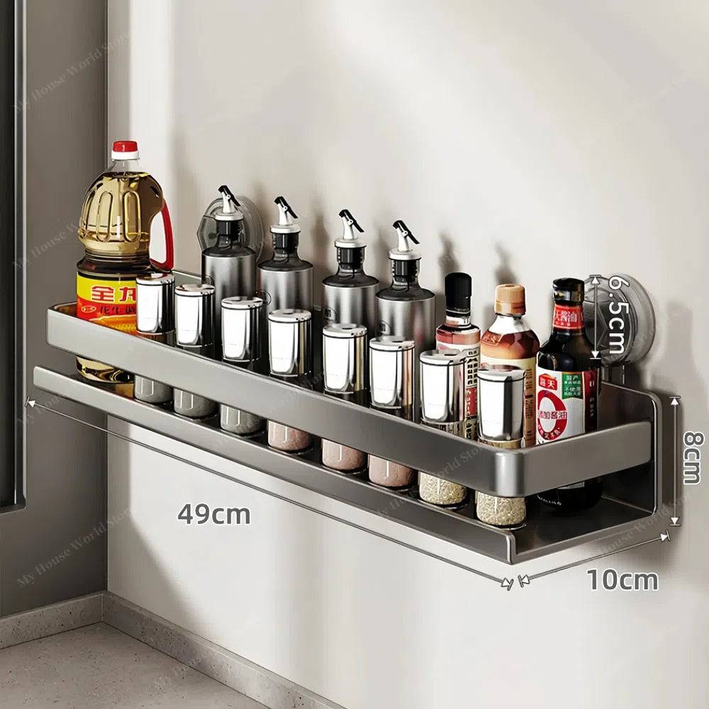 Vera Wall Mounted Spice Rack With Adjustable Suction Cups For Easy Kitchen Organization
