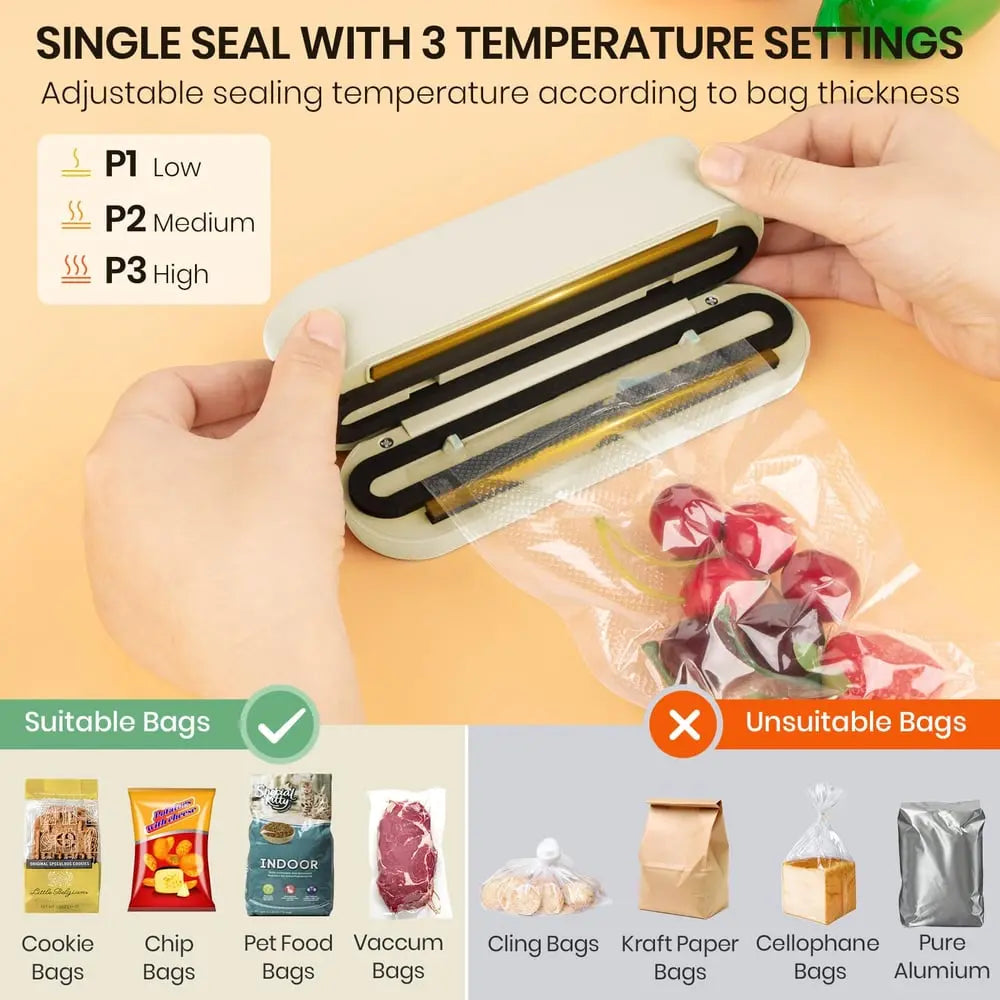 Triple-Function Cordless Vacuum Sealer For Fresh Food With Strong Suction