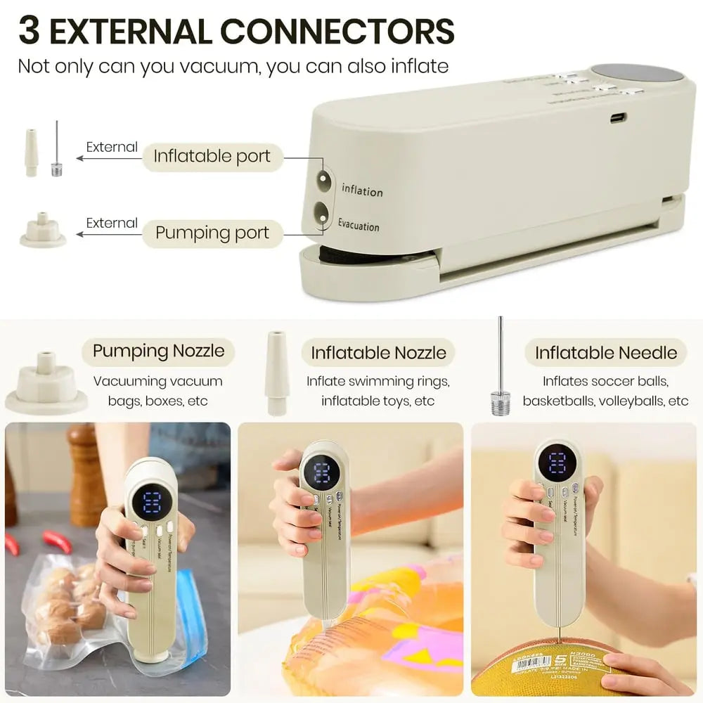 Triple-Function Cordless Vacuum Sealer For Fresh Food With Strong Suction