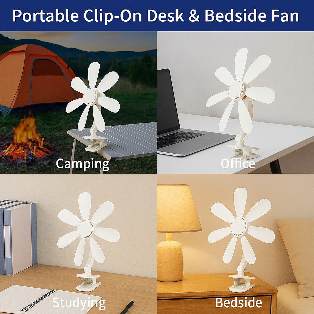 PortaBowlifte Clip On Desk And Bedside Fan For Personal Cooling In Small Office