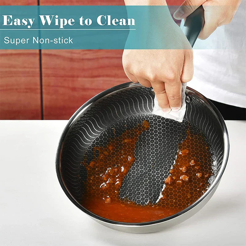 Honeycomb Nonstick Frying Pan With Lid For Easy Eggs, Steak And Fish
