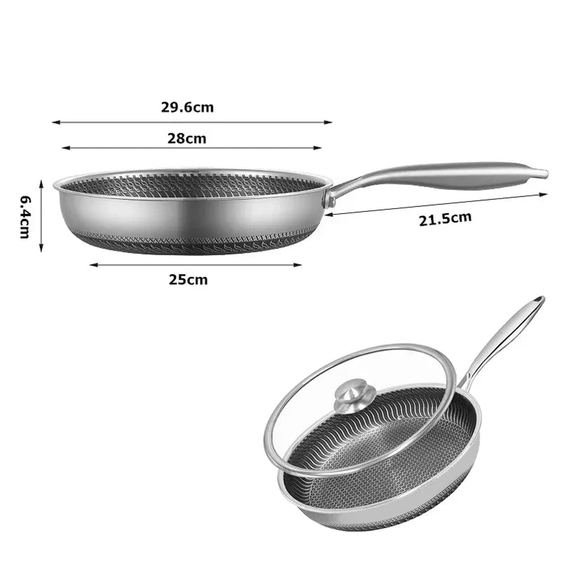 Honeycomb Nonstick Frying Pan With Lid For Easy Eggs, Steak And Fish