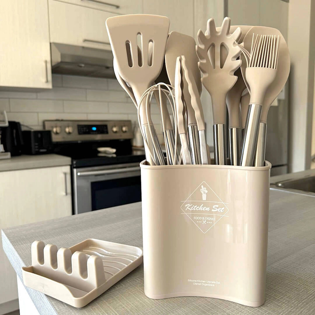 Versatile Silicone Utensil Set With 12 Essential Tools Heat Resistant And Nonstick