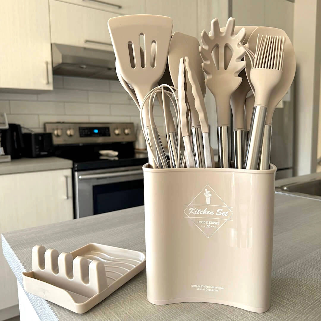 Versatile Silicone Utensil Set With 12 Essential Tools Heat Resistant And Nonstick
