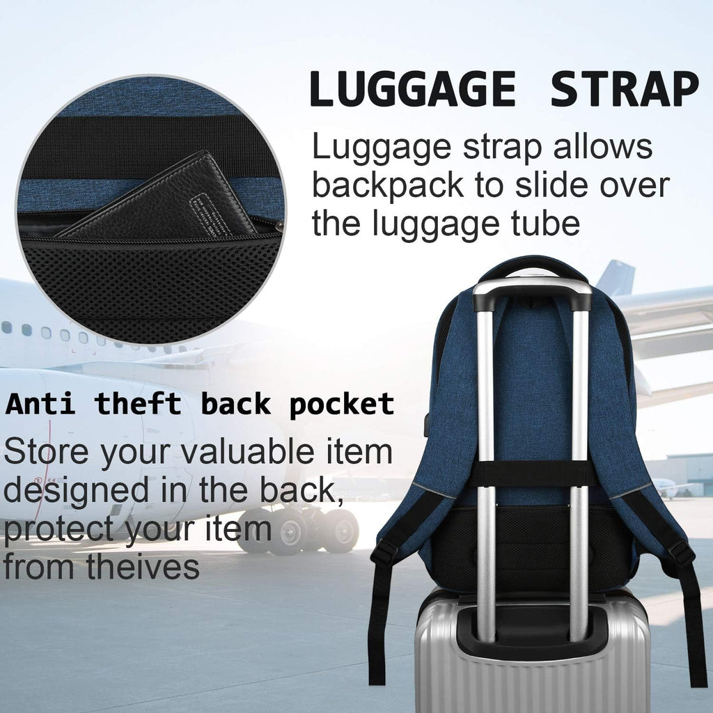 Slim Laptop Backpack With USB Charging And Anti-Theft Pocket, Water-Resistant Travel Tech