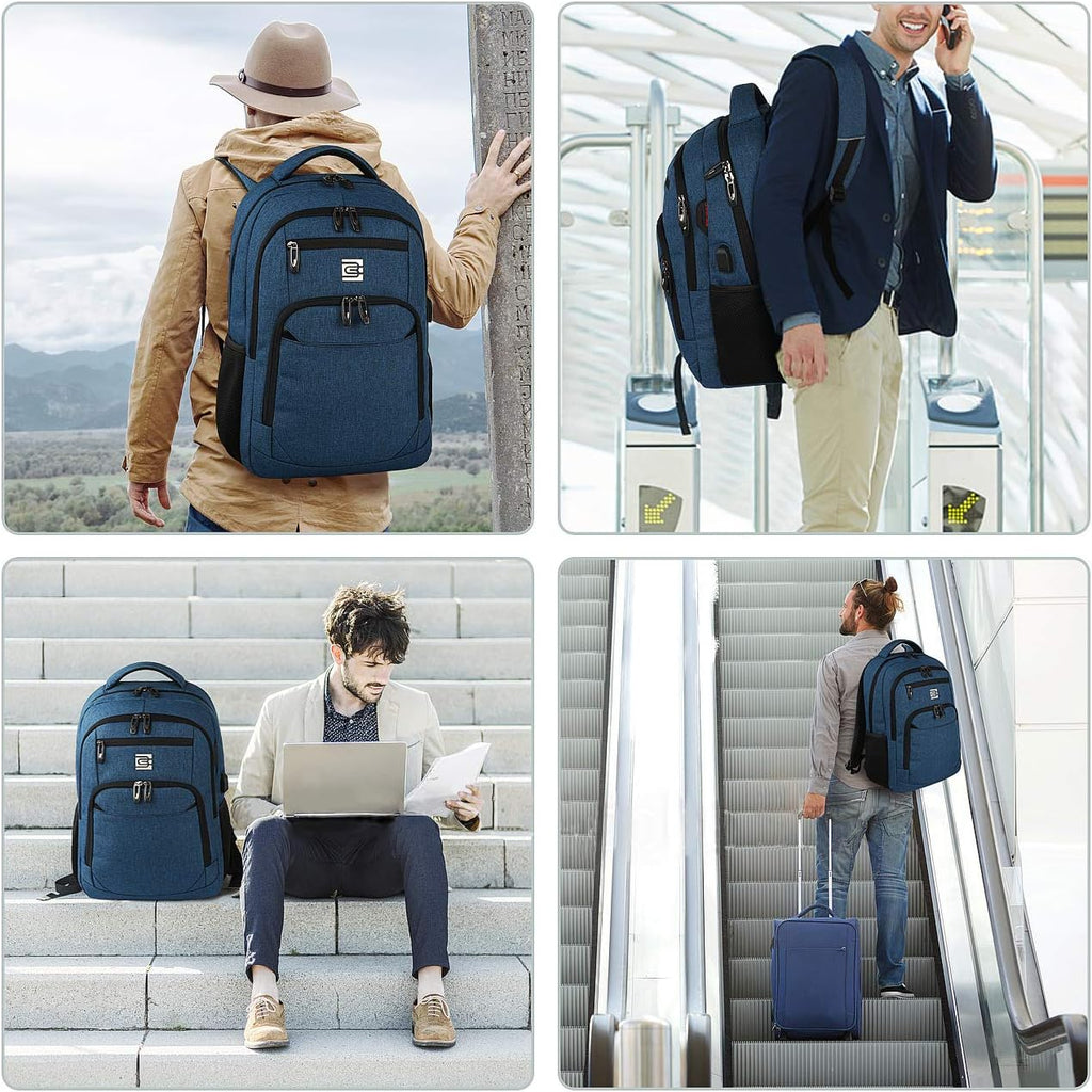 Slim Laptop Backpack With USB Charging And Anti-Theft Pocket, Water-Resistant Travel Tech