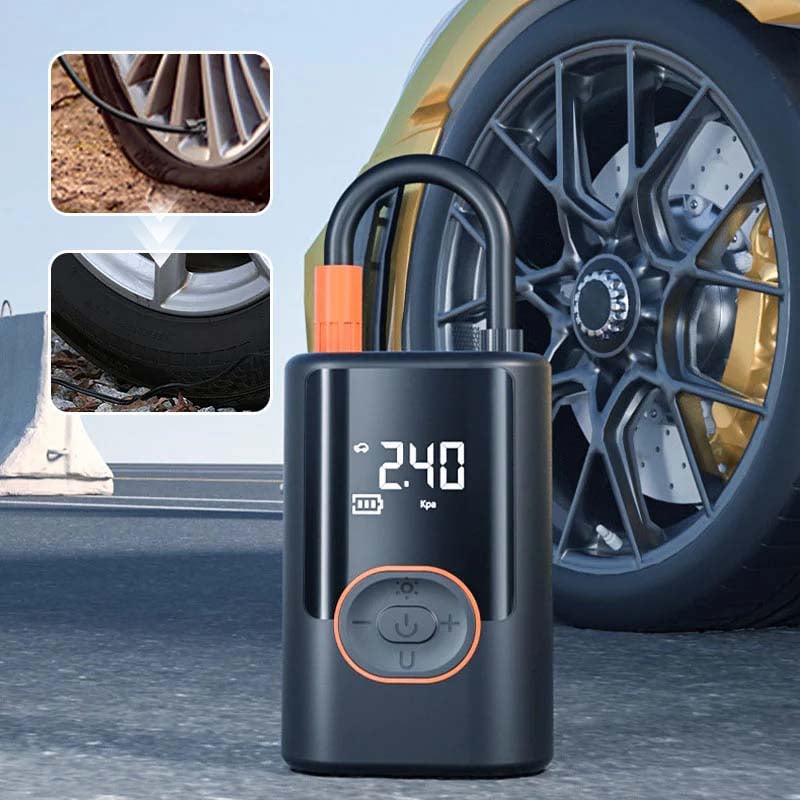 Tire Pump With LCD Screen And LED Light Portable Inflator For Cars And Bikes