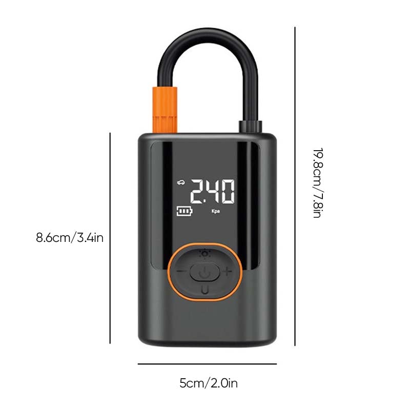Tire Pump With LCD Screen And LED Light Portable Inflator For Cars And Bikes