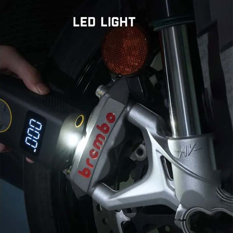 Tire Pump With LCD Screen And LED Light Portable Inflator For Cars And Bikes