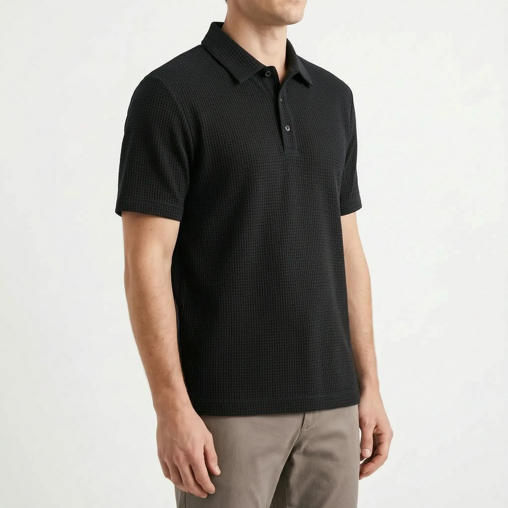 Textured Knit Men's Polo Shirt -  Relaxed Office Wear - Ormexis