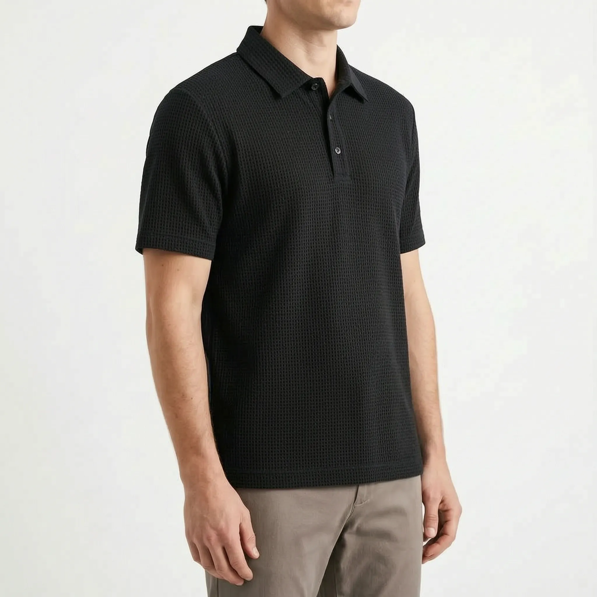 Textured Knit Men's Polo Shirt -  Relaxed Office Wear - Ormexis