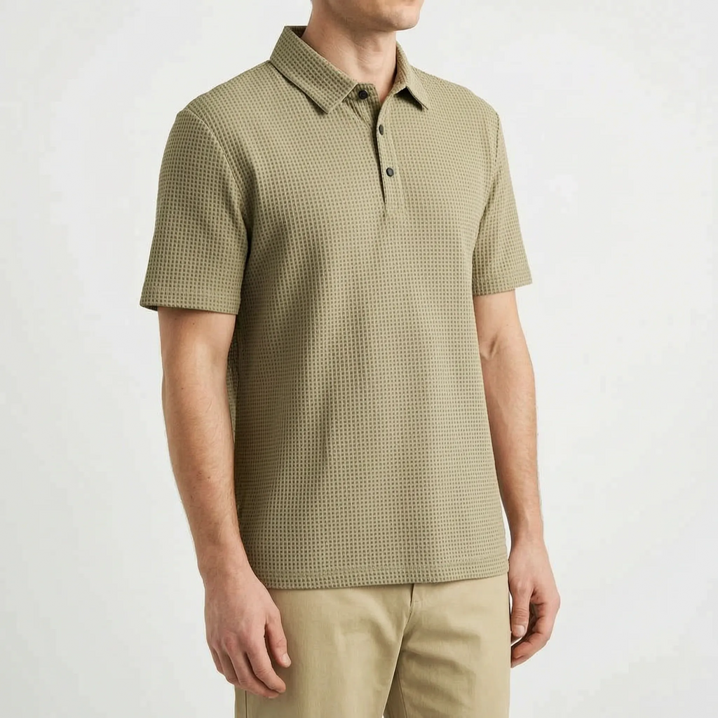 Textured Knit Men's Polo Shirt -  Relaxed Office Wear - Ormexis