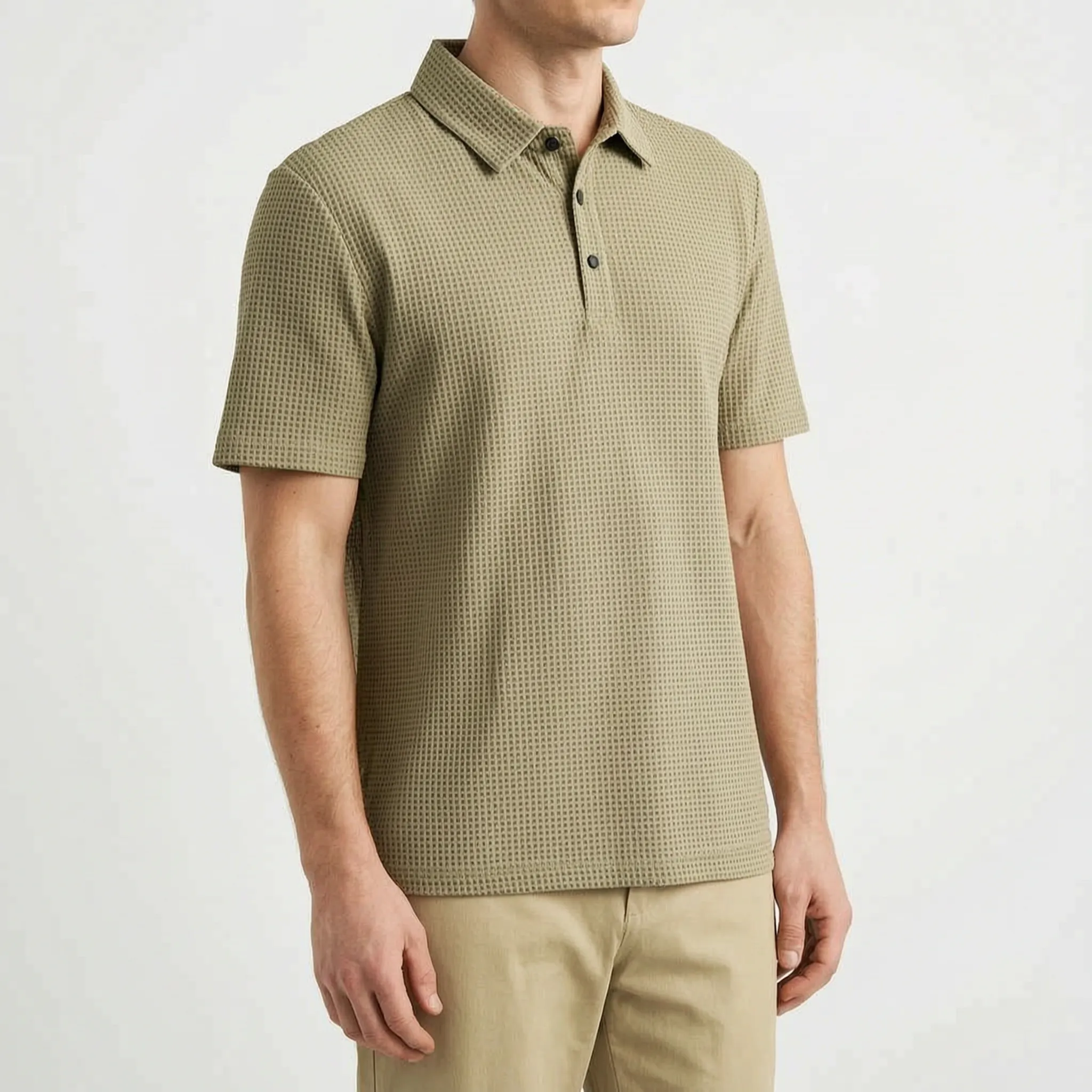 Textured Knit Men's Polo Shirt -  Relaxed Office Wear - Ormexis