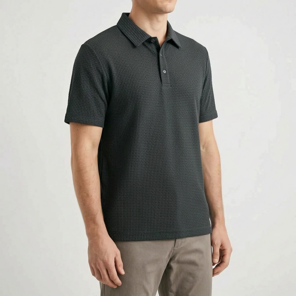 Textured Knit Men's Polo Shirt -  Relaxed Office Wear - Ormexis