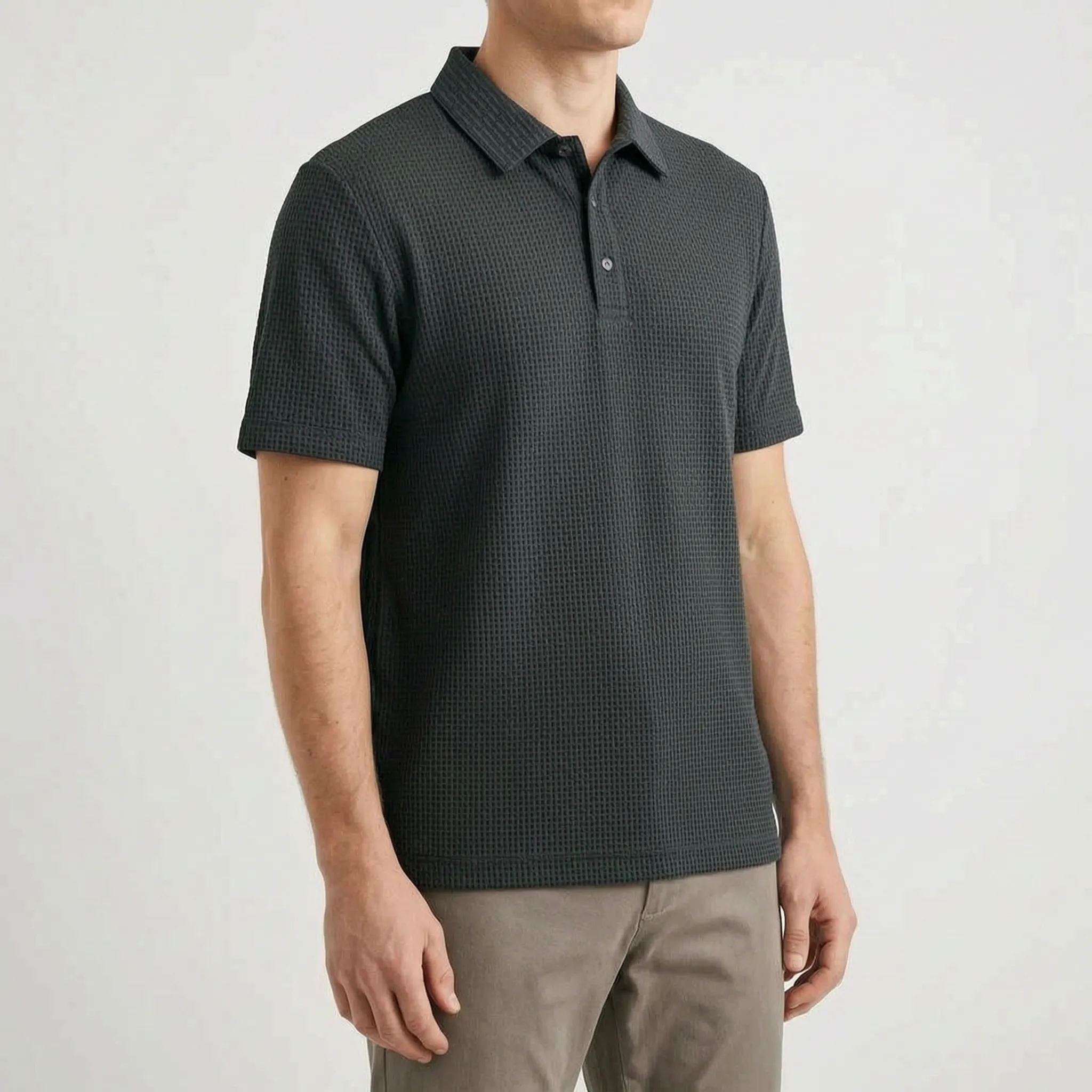Textured Knit Men's Polo Shirt -  Relaxed Office Wear - Ormexis