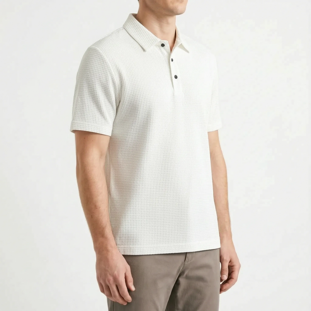 Textured Knit Men's Polo Shirt -  Relaxed Office Wear - Ormexis