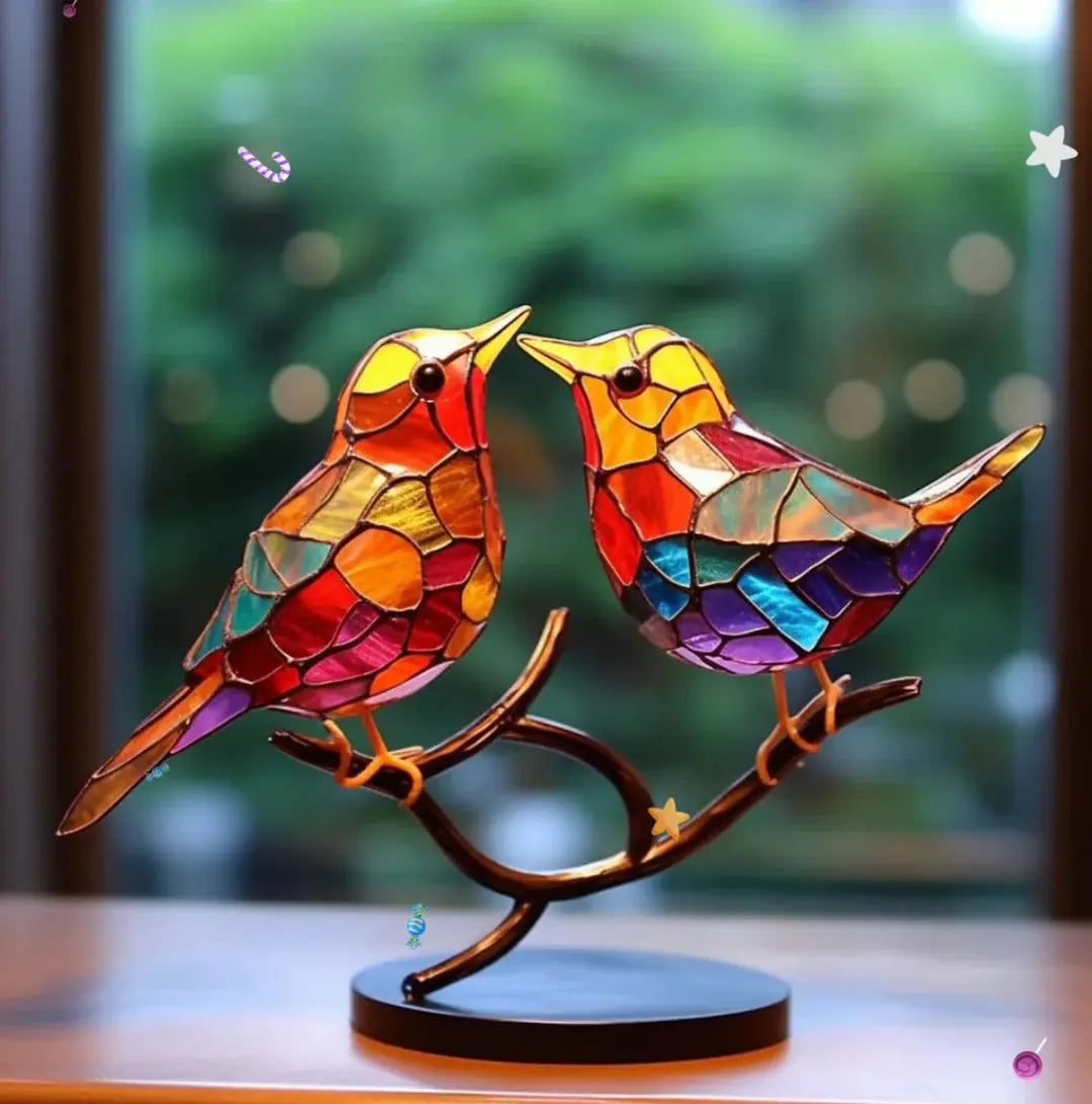 Nature-Inspired Window Bird Art Decoration With Sunlit Glow For Cheerful Home Accent
