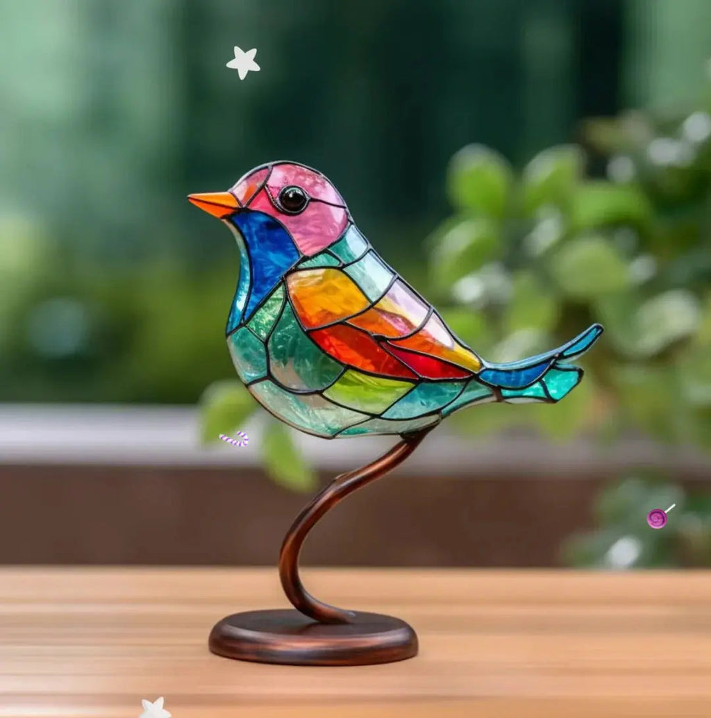 Nature-Inspired Window Bird Art Decoration With Sunlit Glow For Cheerful Home Accent