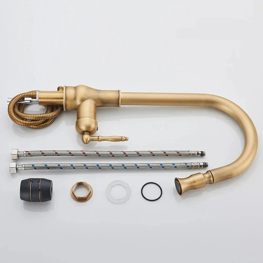 VintageTap Antique Brass Faucet With Swivel Spout For Retro Kitchens