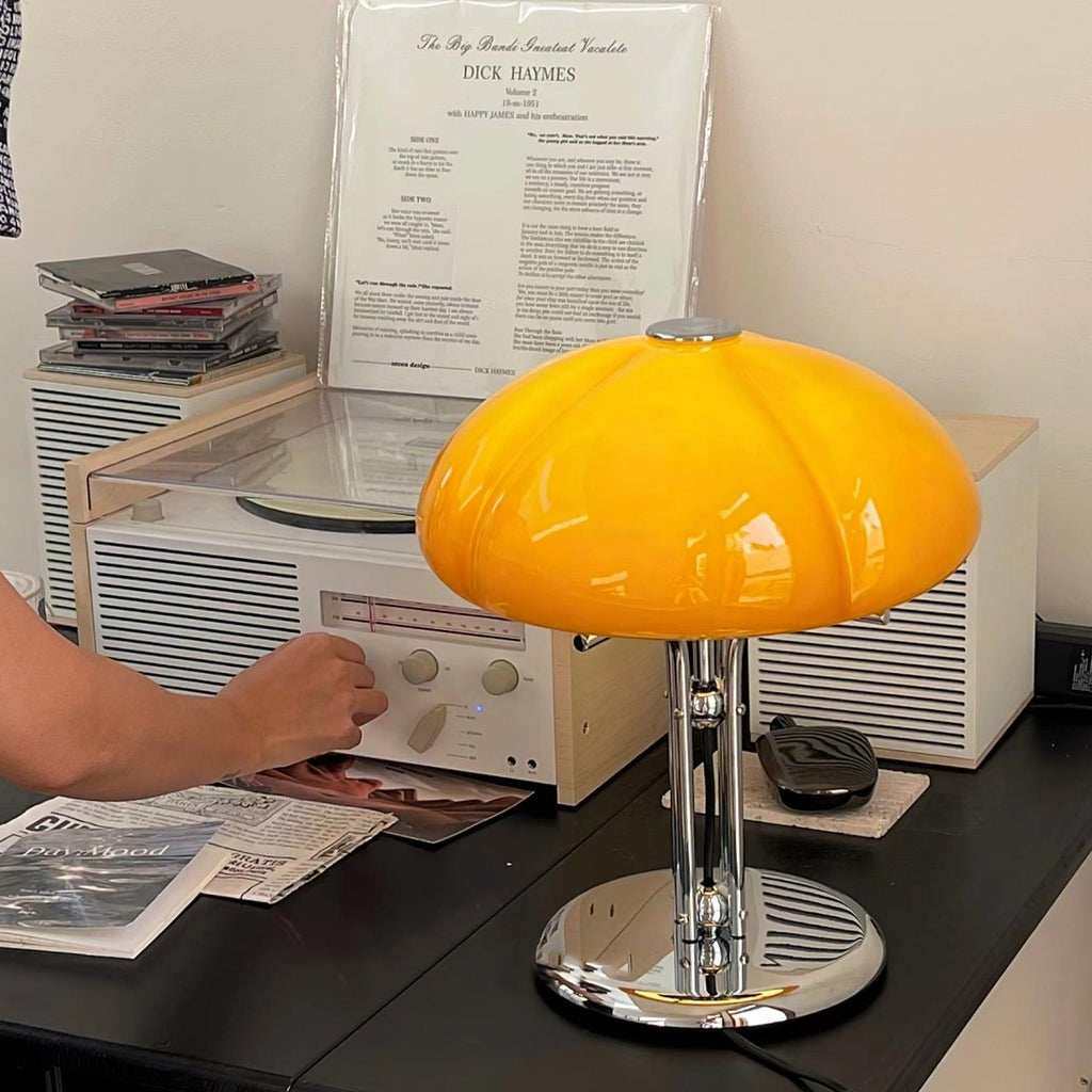 Mushroom Lamp With Bauhaus Influence And Clean Geometric Silhouette