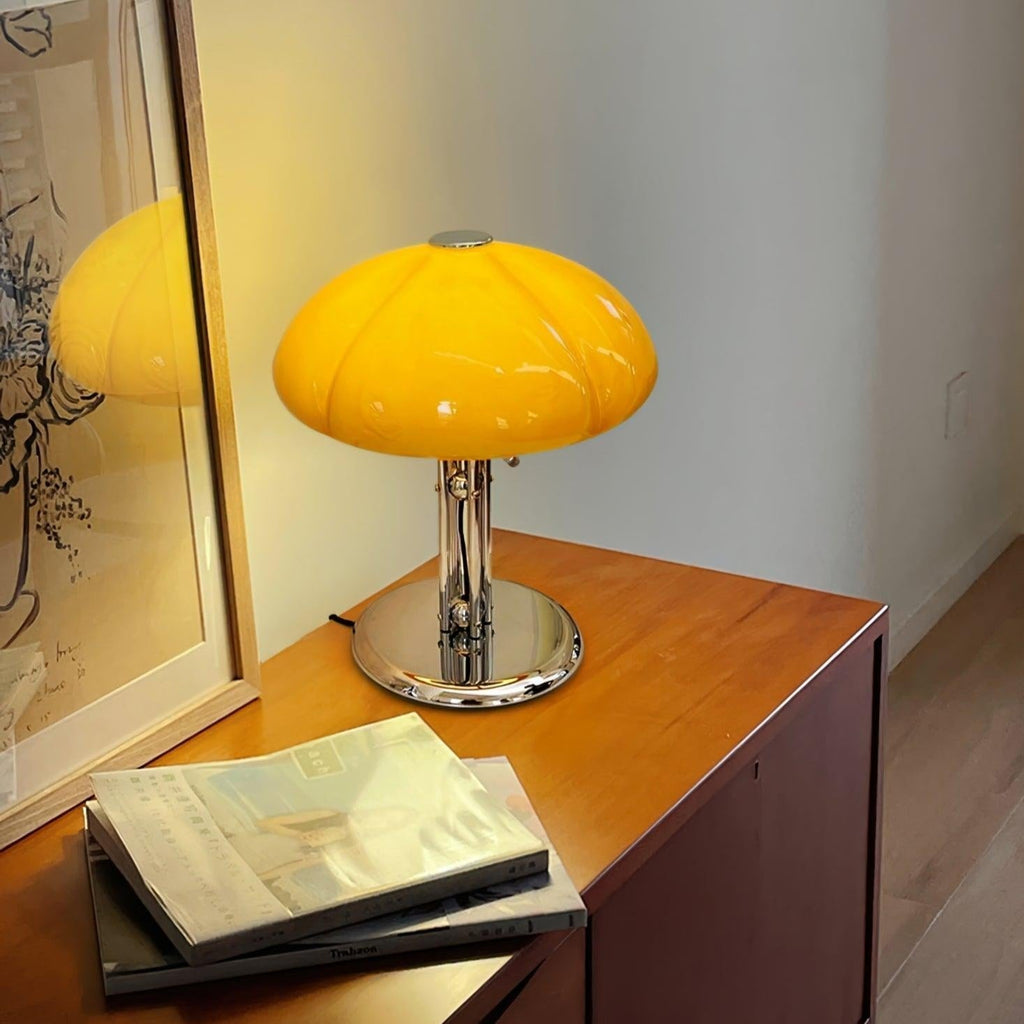 Mushroom Lamp With Bauhaus Influence And Clean Geometric Silhouette