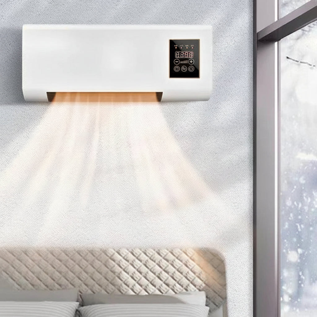 Wall Mount Electric Heater With Remote Control For Instant Indoor Warmth or Cooling