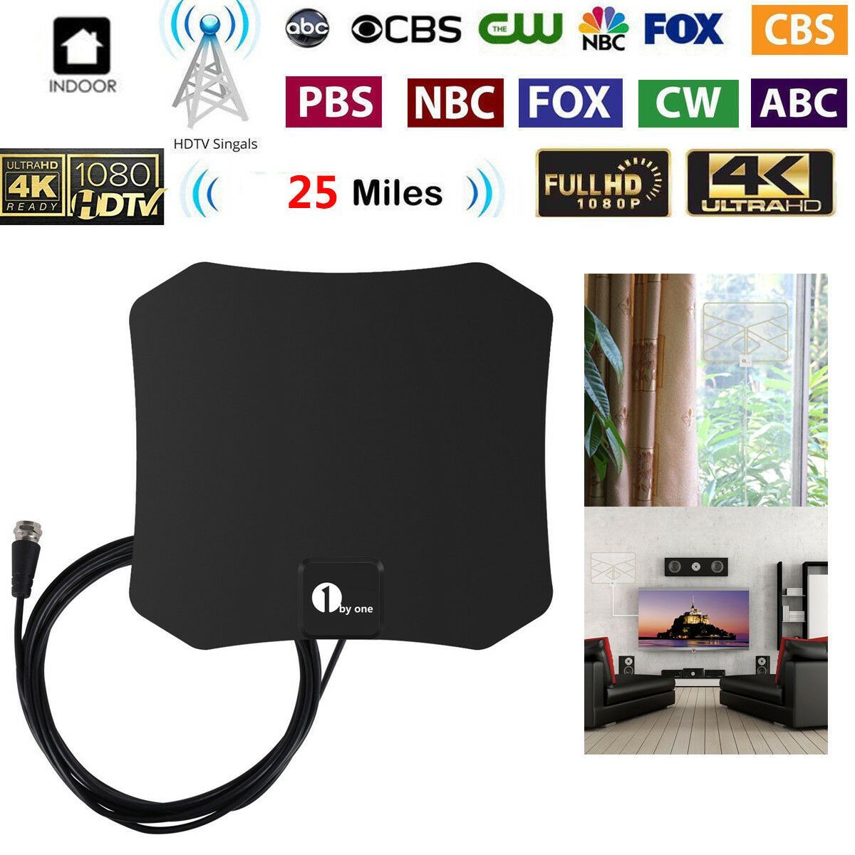 Wanda Compact Indoor Antenna For 4K HDTV Local Channels