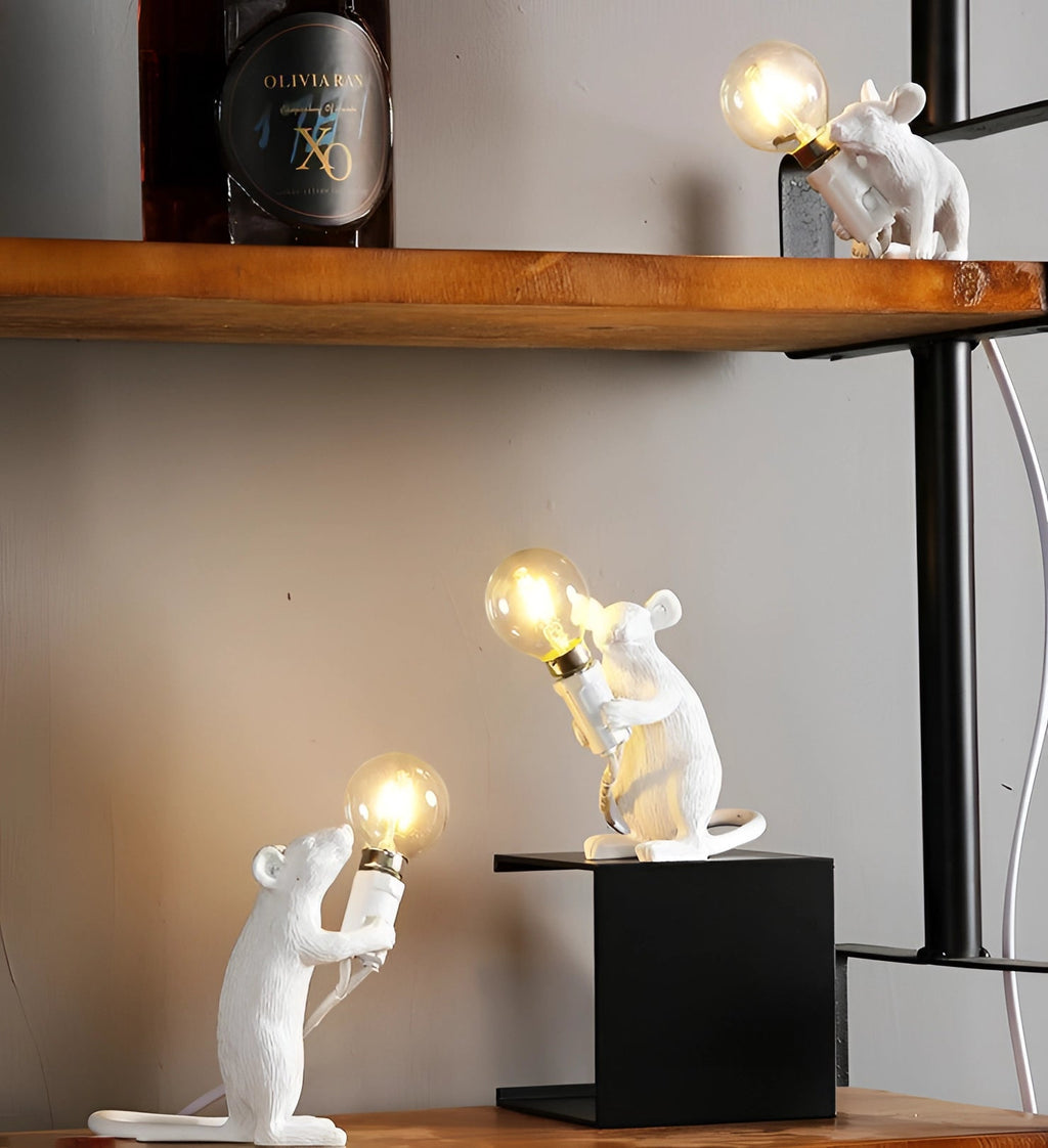 Whimsical Decor Gold Mouse Lamp With Playful Animal Design For Home