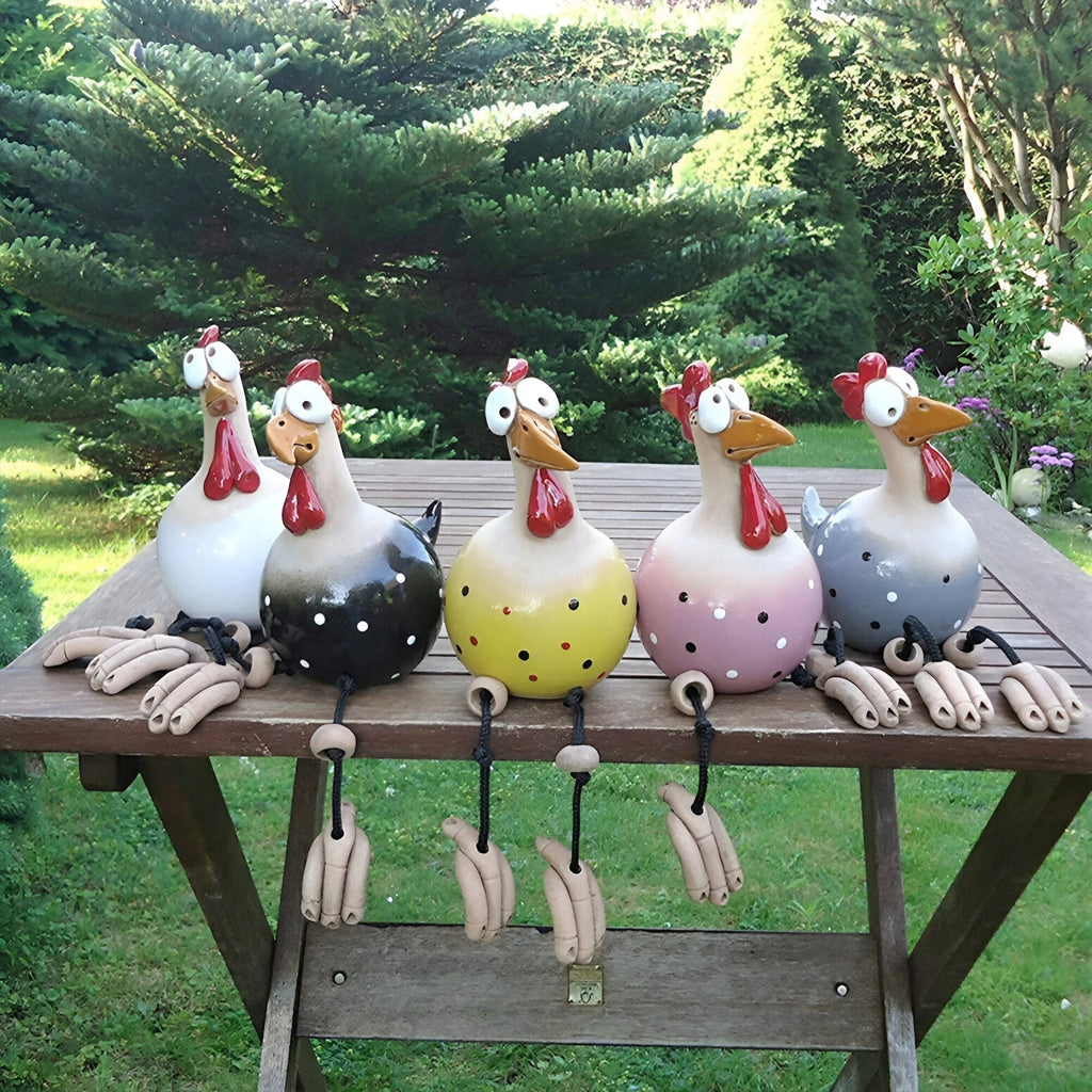 Resin Chicken Garden Statue With Vibrant Eyes For Outdoor Yard Decor