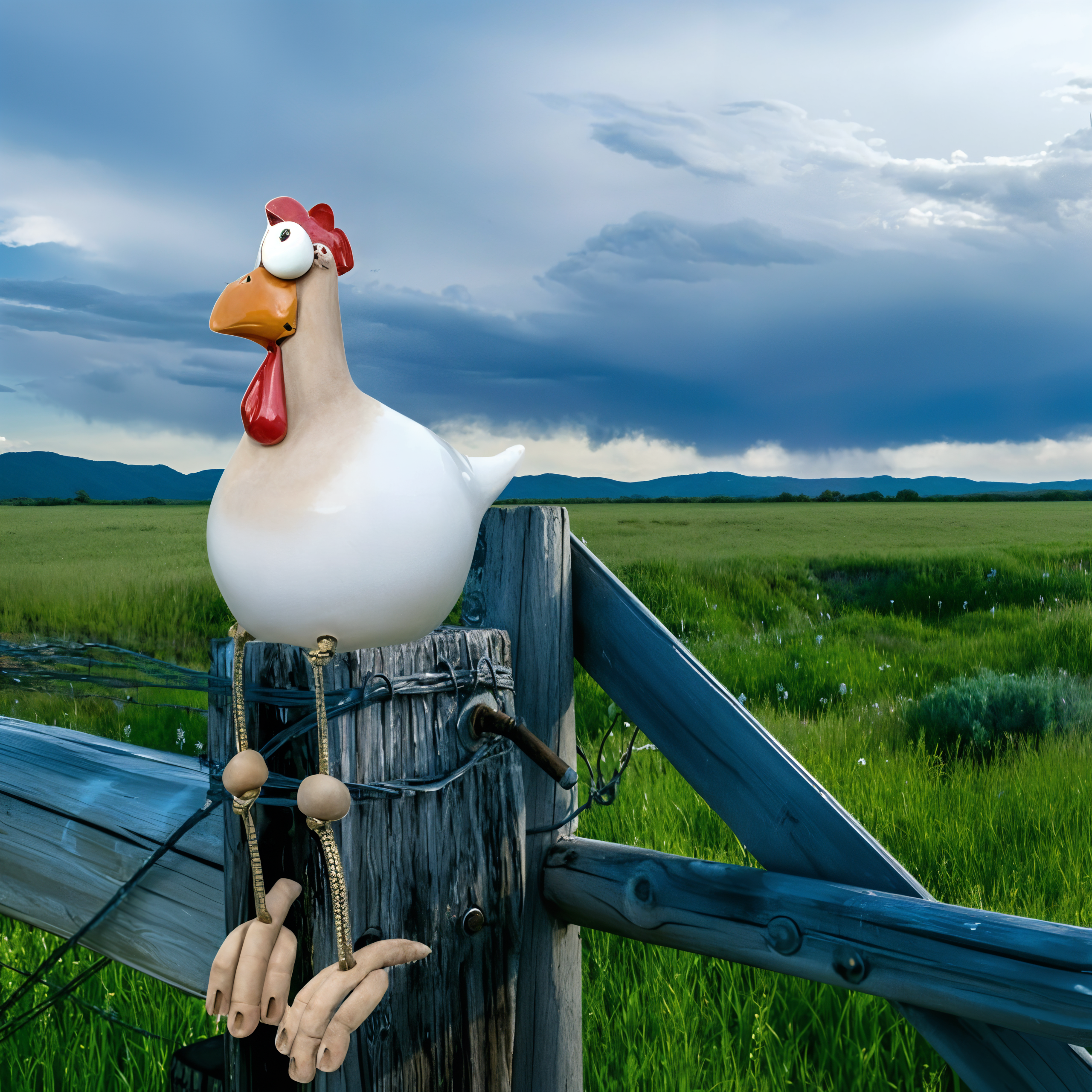 Resin Chicken Garden Statue With Vibrant Eyes For Outdoor Yard Decor